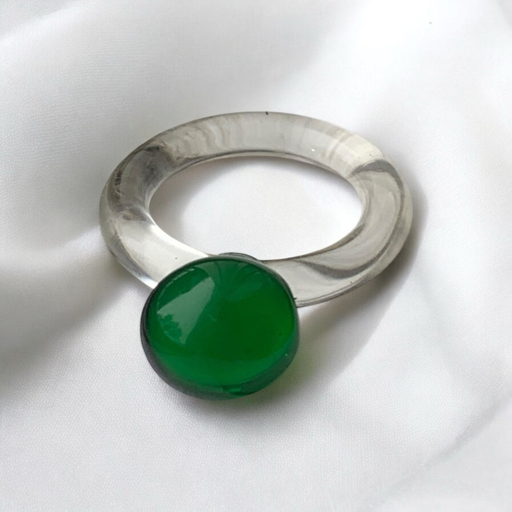 Transparent Emerald Green Dew Drop Acrylic Ring Woman’s Ring Jewelry
